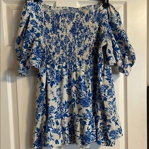 Blue Floral Women's Top